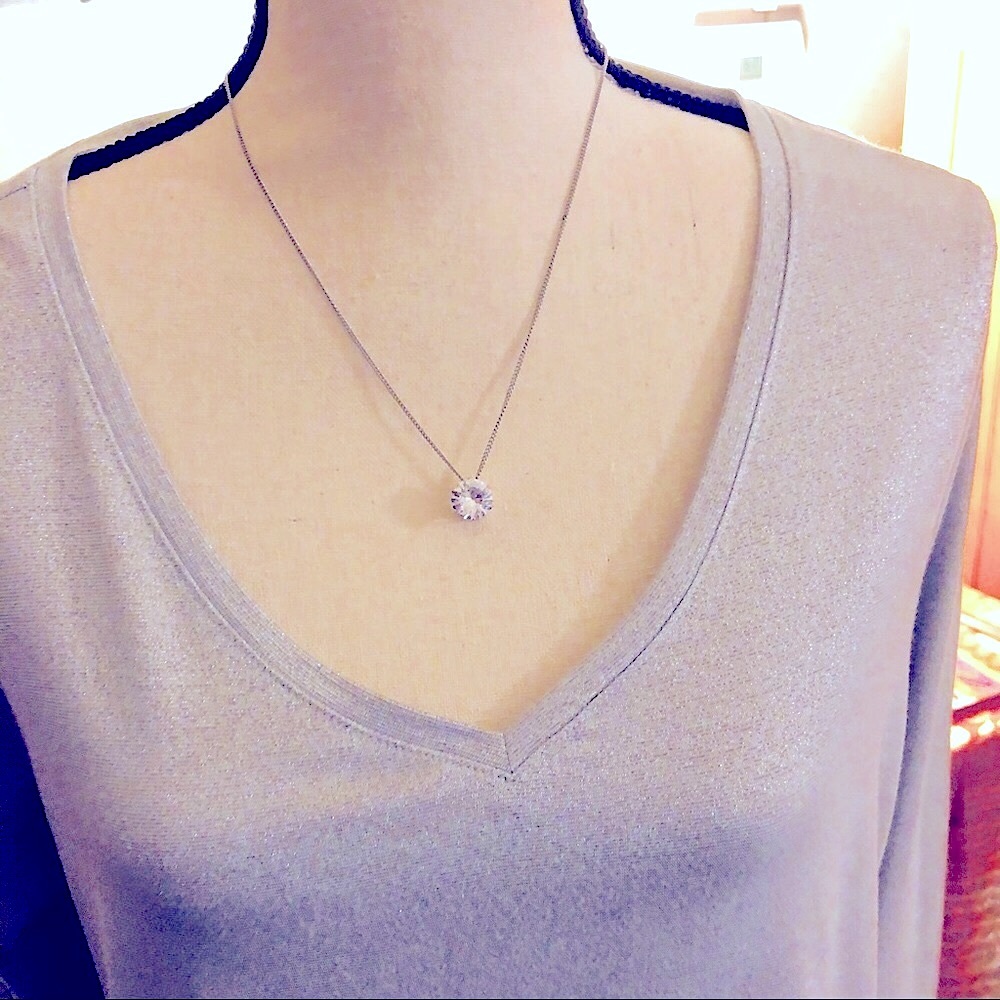 Talbots Sparkly Silver V-neck blouse